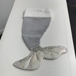 Silver Mermaid Tail Christmas Stocking